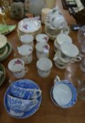 ROYAL STAFFORD CHINA TEA SERVICE; ROYAL IMPERIAL TEA SERVICE AND A SET OF FOUR VICTORIAN BLUE AND