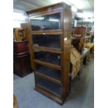 GLOBE WERNICKE MAHOGANY FIVE TIER SECTIONAL BOOKCASE WITH GLAZED LIFT-UP FRONTS