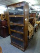 GLOBE WERNICKE MAHOGANY FIVE TIER SECTIONAL BOOKCASE WITH GLAZED LIFT-UP FRONTS