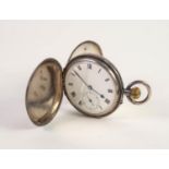 GEORGE V SILVER HUNTER POCKET WATCH, with keyless movement, white Roman dial with subsidiary