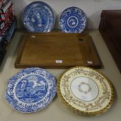 AN OAK GEORGE VI/ELIZABETH CORONATION COMMEMORATIVE TEA TRAY; AN AMATEUR OIL PAINTING, SIGNED B.