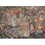 I MADE BUKEL (1942) (Indonesian) OIL PAINTING ON UNSTRETCHED CANVAS Mythical and Native Figures
