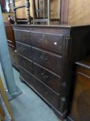 EIGHTEENTH CENTURY OAK DOWER CHEST, WITH LIFT-UP TOP, TWO PAIRS OF FALSE DRAWERS OVER TWO SHORT