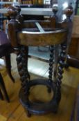 1930's OAK BARLEY-TWIST LEGGED UMBRELLA STAND