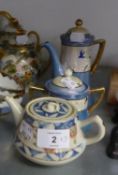 JAPANESE PORCELAIN COFFEE POT AND SUGAR BASIN WITH COVER AND AN ORIGINAL CHINA TEAPOT (3)