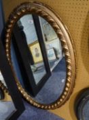 VICTORIAN MOULDED GILT GESSO OVAL WALL MIRROR, 41 ½? X 29?