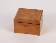 MID TWENTIETH CENTURY LIGHT OAK CYLINDER MUSICAL BOX, bearing a 'Tallent - handmade Woodcraft'