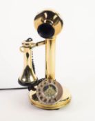 REPRODUCTION BRASS CANDLESTICK TELEPHONE of typical form, for use with British Telecom systems.  (