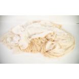 19th CENTURY EMBROIDERED CREAM SILK CHRISTENING SHAWL, the silk made by Pollachi Sons, Govan Silk