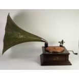 GRAMOPHONE RECORD PLAYER. Original His Masters Voice, HMV model 33 HORN gramophone, produced circa