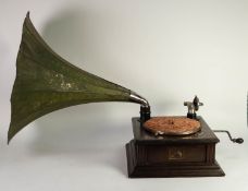 GRAMOPHONE RECORD PLAYER. Original His Masters Voice, HMV model 33 HORN gramophone, produced circa