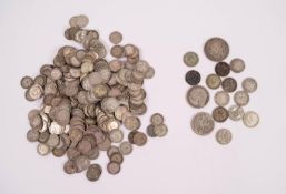 LARGE SELECTION OF PREDOMINANTLY GEORGE V SILVER THREE PENCE PIECES.  TOGETHER WITH A SMALL NUMBER