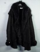 BETTY JACKSON, LONDON, LADY'S BLACK SUEDE LONG JACKET, the long, black, silky wool interior