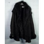 BETTY JACKSON, LONDON, LADY'S BLACK SUEDE LONG JACKET, the long, black, silky wool interior