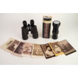 PAIR OF VINTAGE UNBRANDED 7 x 50 BINOCULARS, stamped No. 2225351 blc black japanned and black