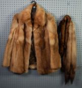 BROWN MINK TIE, made from two full skins and a SIMILAR PALE MUSQUASH TIE and the shaded pale