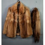 BROWN MINK TIE, made from two full skins and a SIMILAR PALE MUSQUASH TIE and the shaded pale