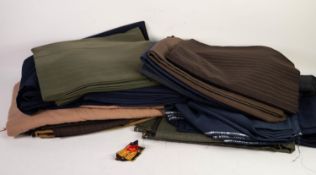 THIRTEEN LENGTHS OF WORSTED/TERYLENE TAILORS FABRIC FOR GENTLEMAN'S SUITS, (contents of large box)