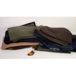 THIRTEEN LENGTHS OF WORSTED/TERYLENE TAILORS FABRIC FOR GENTLEMAN'S SUITS, (contents of large box)