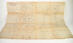 TWO CIRCA 1944 ROLLS ROYCE BLUE PRINTS, GENERAL ARRANGEMENT FOR A B80 ENGINE, used in Saracen and