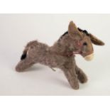 PEDIGREE GREY/BROWN MOHAIR MODEL DONKEY, labeled 11in (27.9cm) long