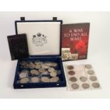 FORTY TWO QUEEN ELIZABETH II COMMEMORATIVE CROWN COINS, many in soft plastic envelope, loose in a