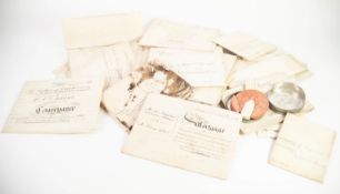 GOOD SELECTION OF MAINLY MID NINETEENTH CENTURY LEGAL DOCUMENTS, HAND WRITTEN MOSTLY ON VELLUM, to