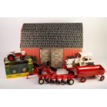 ERTL CO - USA LARGE SCALE DUE CAST AND PLASTIC MODEL OF A TRACTOR AND FOUR WHEEL TRAILER, together
