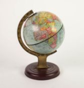 UNUSUAL 1930s WILLIAM CRAWFORD & SONS LTD., TABLE GLOBE BISCUIT TIN, 8in (20.3cm) high