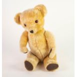 GWENTOYS GOLDEN MOHAIR TEDDY BEAR with glass eyes, labeled, 18in 945.7cm) long