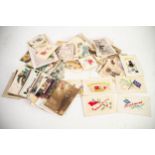 LOOSE COLLECTION OF SMALL EARLY 20th CENTURY CHRISTMAS AND GREETINGS CARDS, VARIOUS with embossed