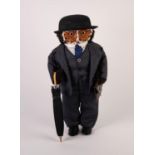 ABERCROMBIE AND FITCH BOXED JUNGLE TOYS 'THE STOCKBROKER' OWL FIGURE, with umbrella, hat and