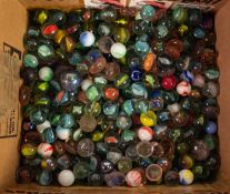 COLLECTION OF OVER 400 PROBABLY MID TWENTIETH CENTURY MAINLY CATS EYE SMALL GLASS MARBLES