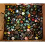 COLLECTION OF OVER 400 PROBABLY MID TWENTIETH CENTURY MAINLY CATS EYE SMALL GLASS MARBLES