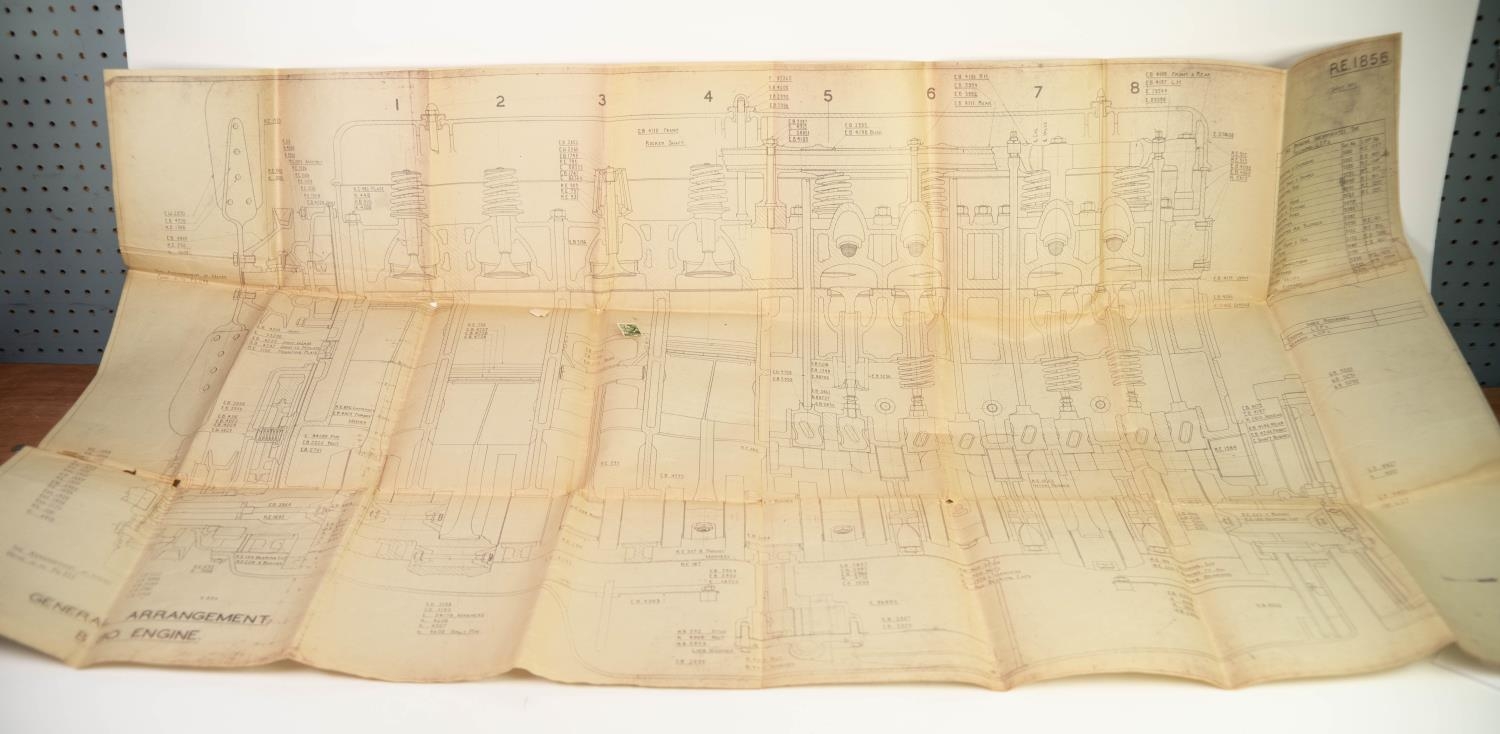 TWO CIRCA 1944 ROLLS ROYCE BLUE PRINTS, GENERAL ARRANGEMENT FOR A B80 ENGINE, used in Saracen and - Bild 2 aus 2