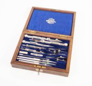 GOOD SET OF A.G. THORNTON. MANCHESTER EARLY TWENTIETH CENTURY DRAWING INSTRUMENTS, in a burr
