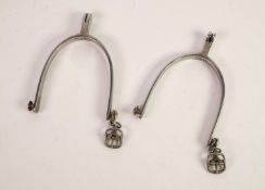 PAIR OF STAINLESS STEEL SPURS, stamped C.H., hand forged