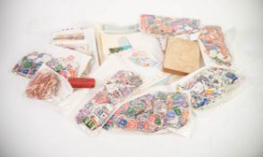 LARGE BLUE PLASTIC TUB WITH MANY LOOSE STAMPS, plus GB in packets, a few AIR LETTERS noted, plus a