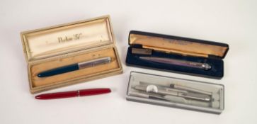 BOXED PARKER 51 FOUNTAIN PEN, with dark blue body,  A BOXED LATER PARKER FOUNTAIN PAN, a PLATIGNUM