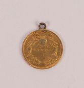 U.S.A. GOLD ONE DOLLAR COIN 1873, with soldered loop as a pendant