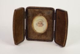 EDWARDIAN 9ct GOLD MOUNTED PORTRAIT MINIATURE OF A BABY, signed R.W. Fishe-Moore, Canterbury,
