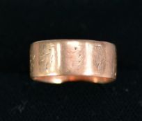 VICTORIAN 9CT GOLD BROAD WEDDING RING, birmingham 1898, 2.8gms, ring size N/O