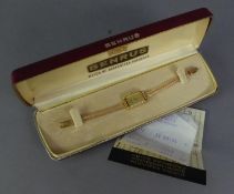 LADY'S JAEGER-LECOULTRE, SWISS 18ct GOLD CASED WRISTWATCH with mechanical movement, small narrow