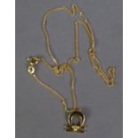 18ct GOLD FINE CHAIN NECKLACE AND ZODIAC PENDANT set with a tiny diamond, in case, 2.8 gms
