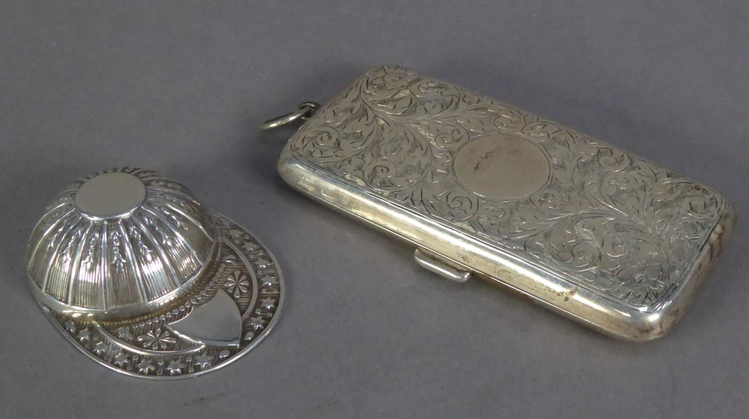 EDWARD VII LADY?S ENGRAVED SILVER CIGARETTE CASE, of rounded oblong form with gilt interior and ring - Image 2 of 2