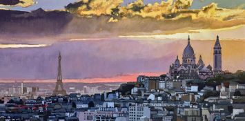 STEPHEN COLLETT (MODERN) OIL ON CANVAS ?Paris Skyline? Signed, titled to canvas verso 11 ½? x