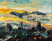ALAN KNIGHT (b.1949) IMPASTO OIL ON CANVAS Manchester City Scape Initialled 23 ¼? x 29 ¼? (59cm x