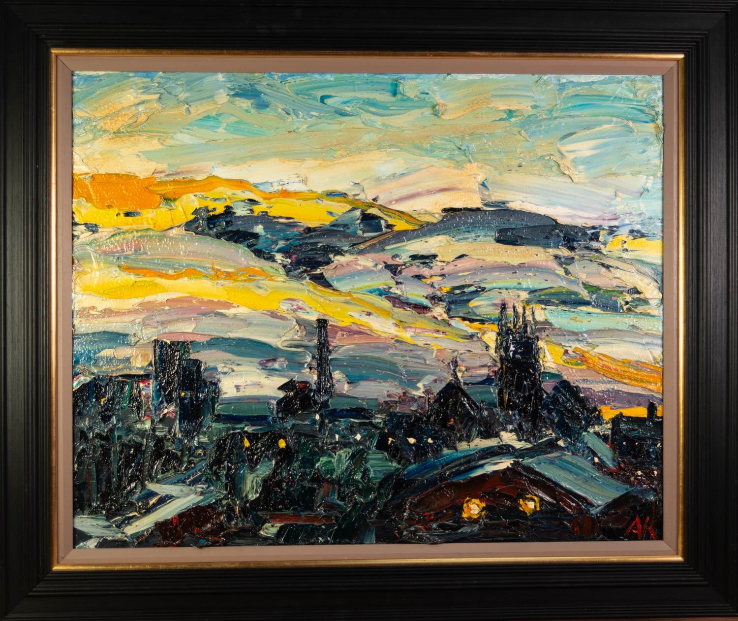 ALAN KNIGHT (b.1949) IMPASTO OIL ON CANVAS Manchester City Scape Initialled 23 ¼? x 29 ¼? (59cm x - Image 2 of 2