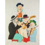 JOVAN OBICAN (1918-1986) PEN AND WATERCOLOUR DRAWING Hebrew Quintet Signed 23? x 17 ½? (58.4cm x