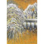 MARGARET GUMUCHIAN (1928 - 1999) GOUACHE DRAWING The Garden, Snow & Sodium Signed lower right